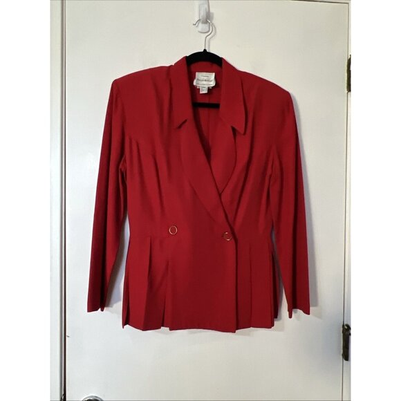 Vintage Red Gold Joseph Ribkoff Skirt and Jacket Suit Set Size 10 - Picture 2 of 14